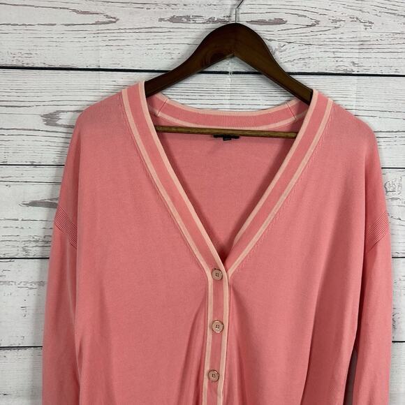 Talbots Sweater Womens Large Pink Button Cardigan Stretch Office Casual Vneck - Picture 2 of 15